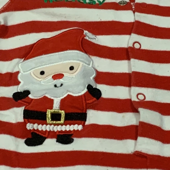 Koala Kids Christmas/Holiday Winter Santa Button Footless Pajama in Red/White - Picture 3 of 8